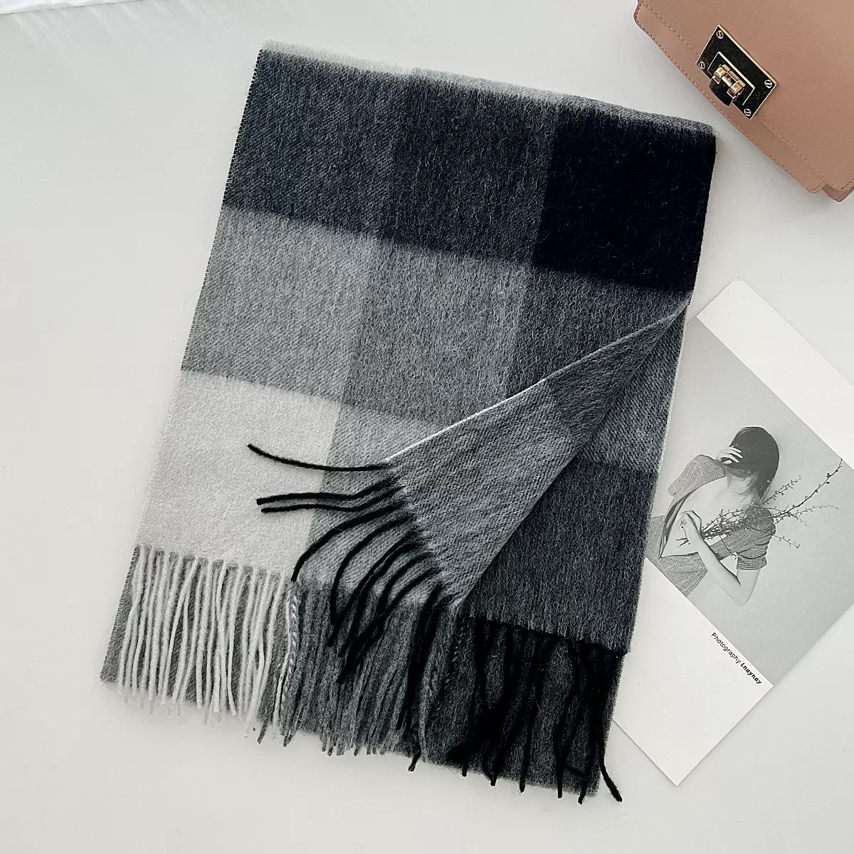 Meilade Wool Plaid Scarf For Winter photo 3