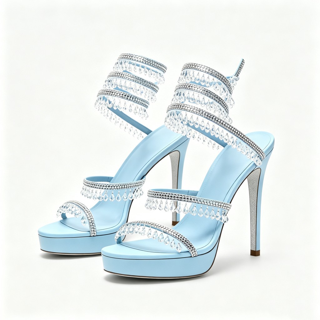 Plus-size Beaded Rhinestone Stiletto Sandals photo 2