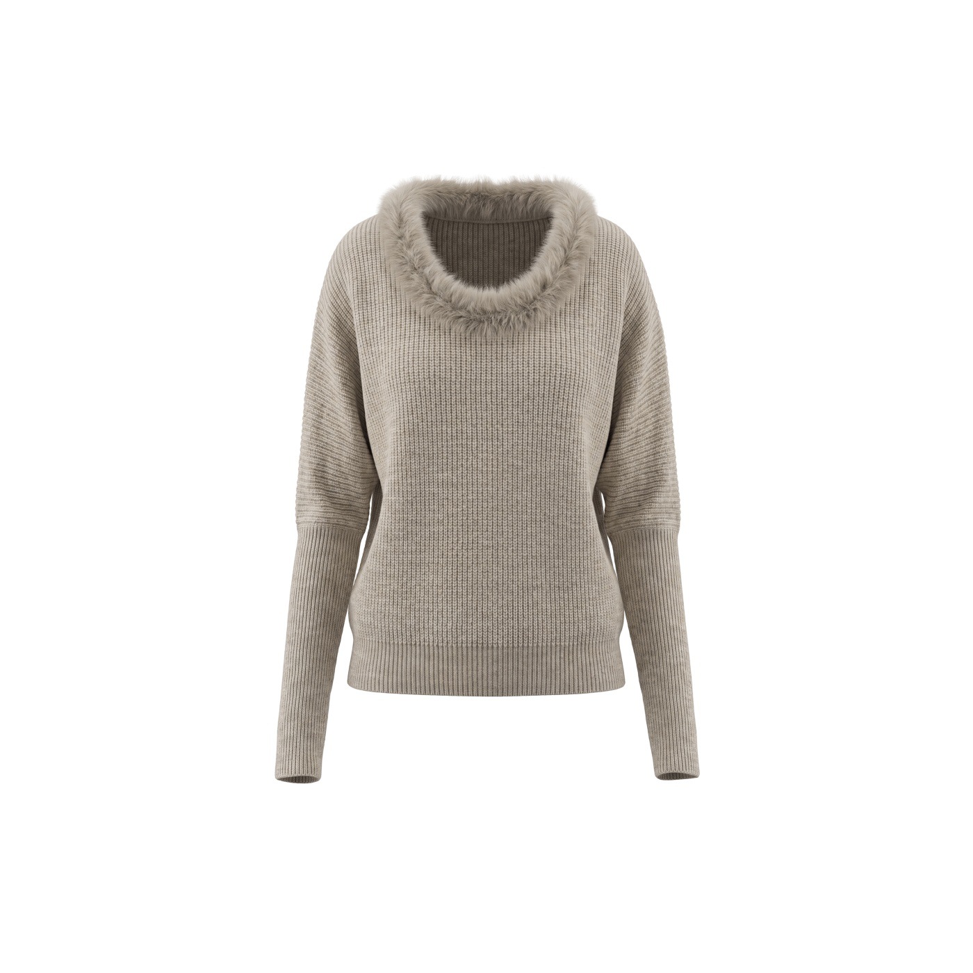 Women's Crew-neck Sweater With Faux Mink Collar Loose-fit Pullover Long-sleeve Top photo 4