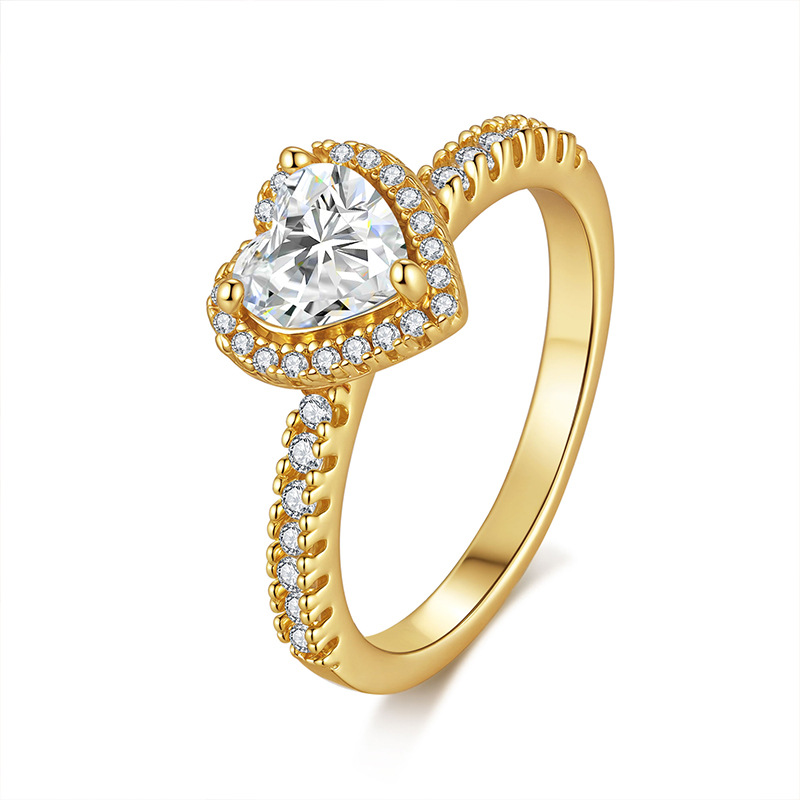Love-Heart Moissanite 925 Silver Platinum-Plated Ring For Women photo 5