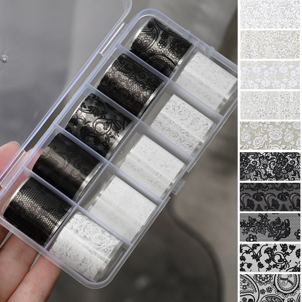 Black And White Lace-pattern Nail Art Transfer Foil photo 7