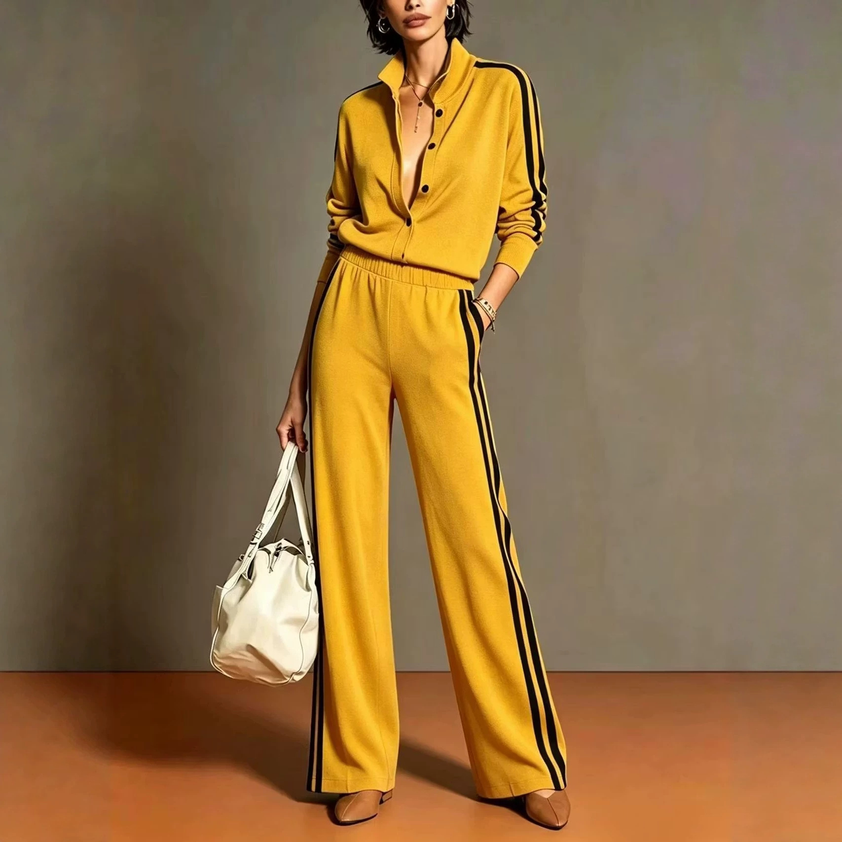 Women's Striped Casual Set European And American Style photo 3