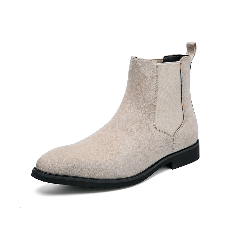 Velvet-lined British-style Pointed-toe Trendy Casual Slip-on Work Leather Boots photo 3