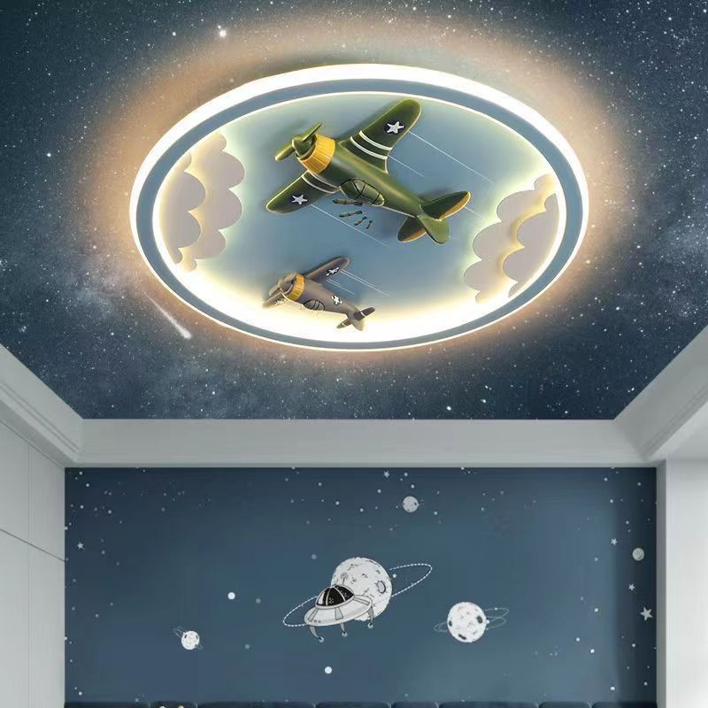 Cartoon Astronaut Airplane Rocket Starry Sky Ceiling Light For Kids Rooms photo 3