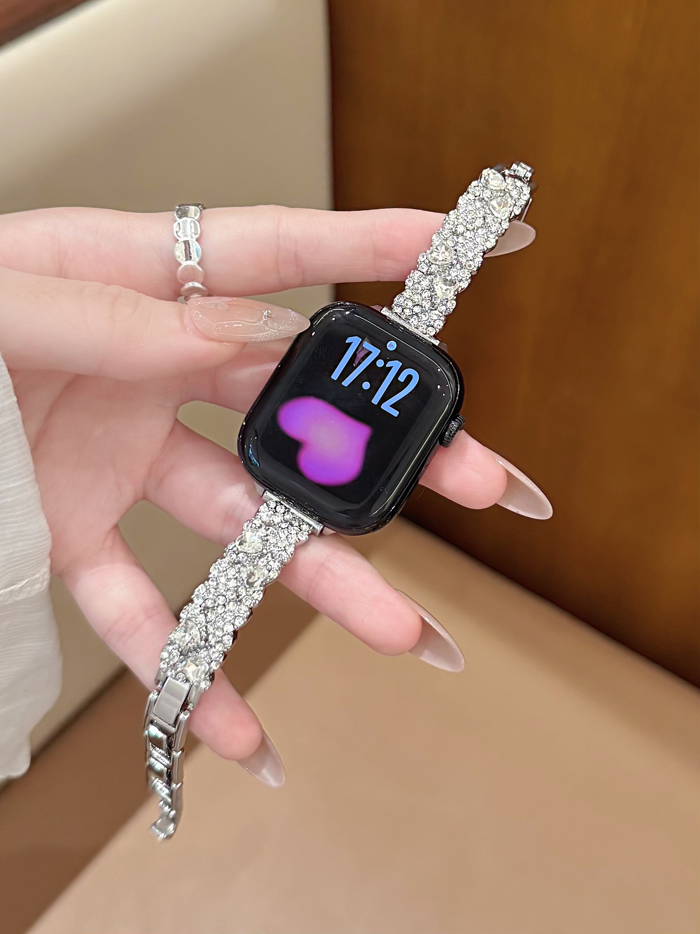 Diamond-Encrusted Bracelet Watch Strap With Heart Motif photo 5