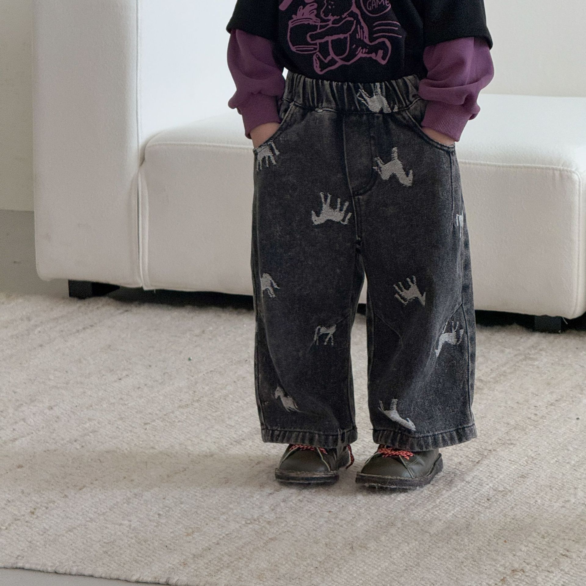 Kids' Denim Pants Loose-fit Boys' Wide-leg Pants photo 4