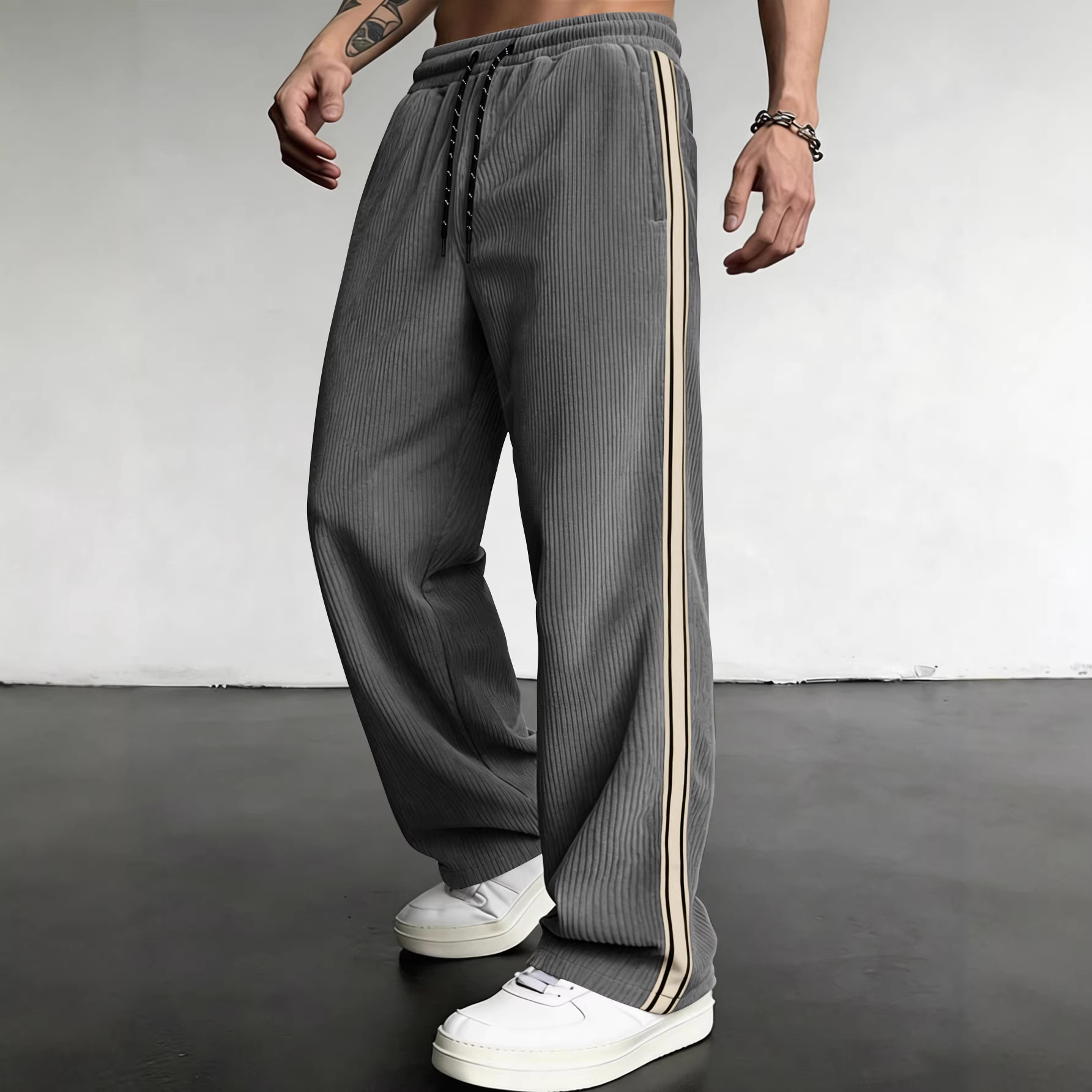 Breathable Drawstring-waist Relaxed-fit Outdoor Casual Straight-leg Trousers photo 5