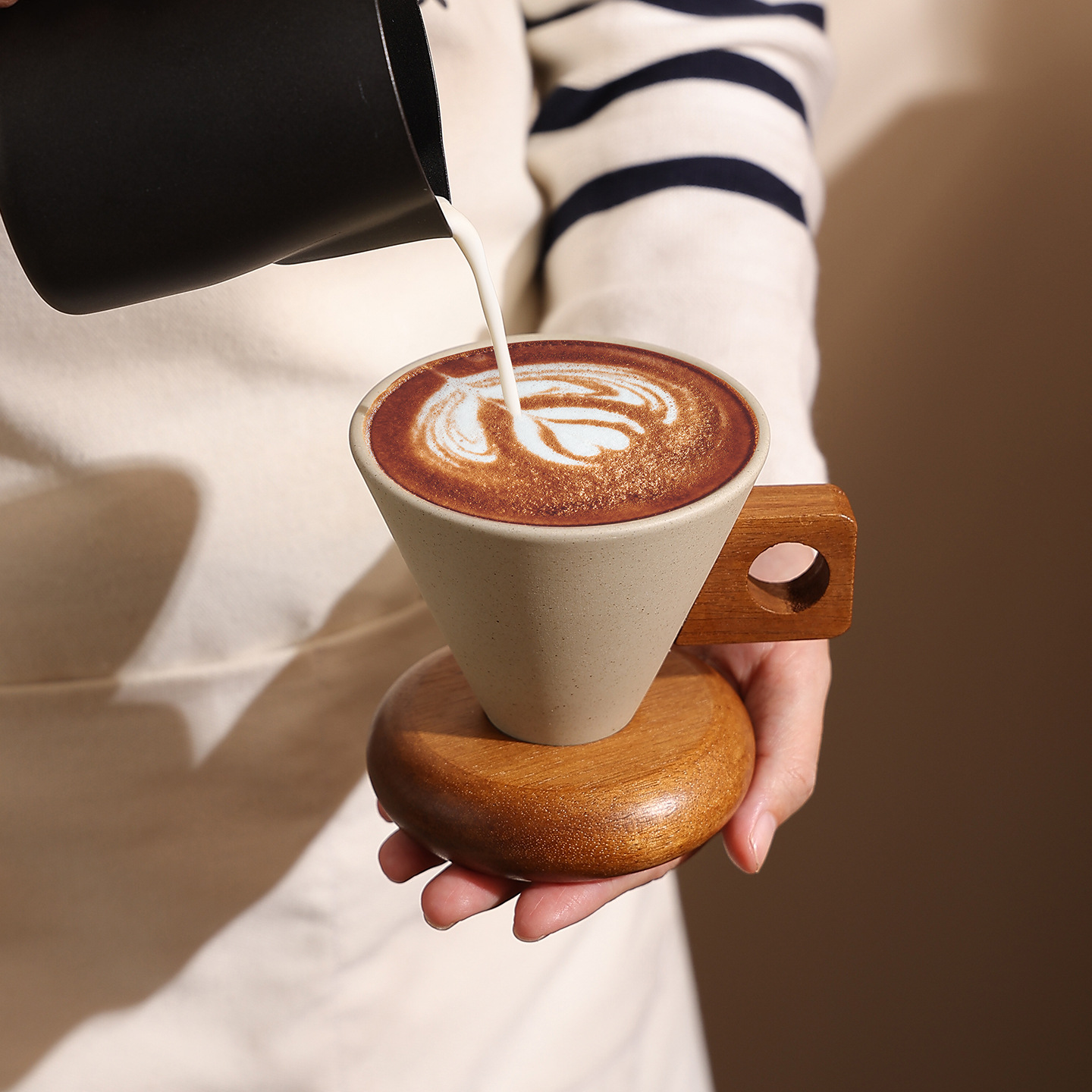 Retro Ceramic Latte, Iced Americano, And Funnel-shaped Water Cup photo 5