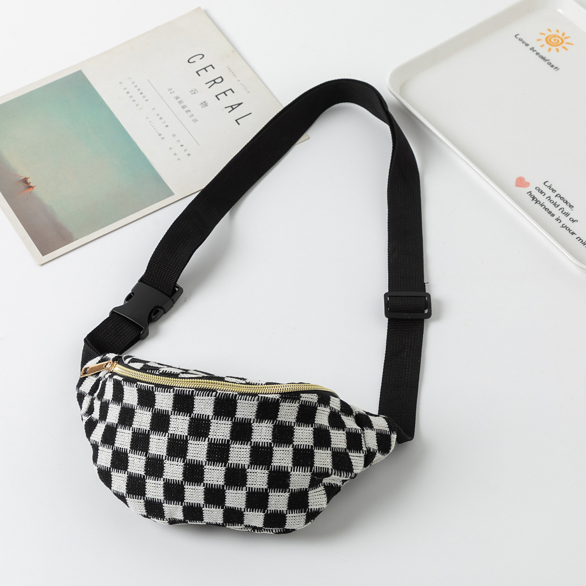 Cross-border Fashion Unisex Plaid Waist Bag photo 8