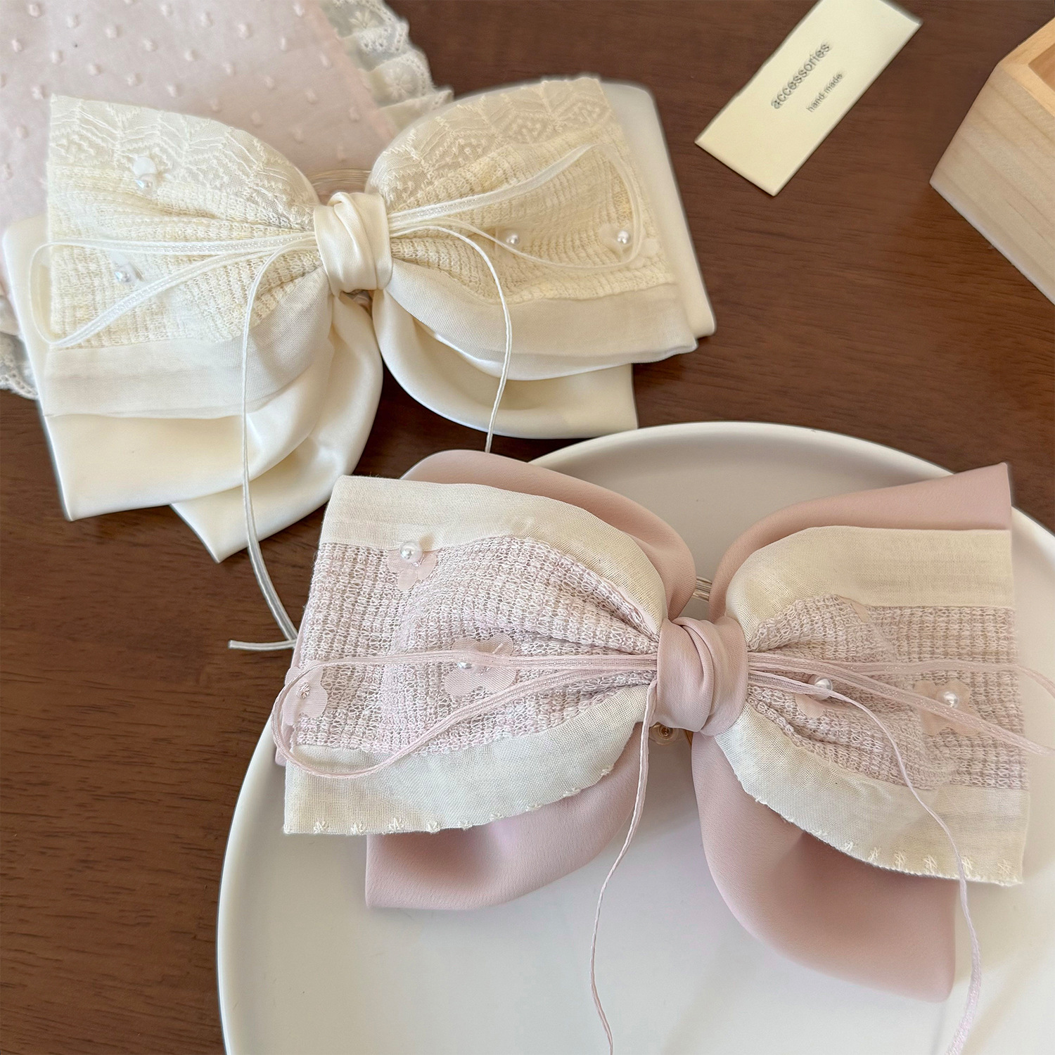 New Sweet Lace Fabric Bow Ponytail Clip photo 2
