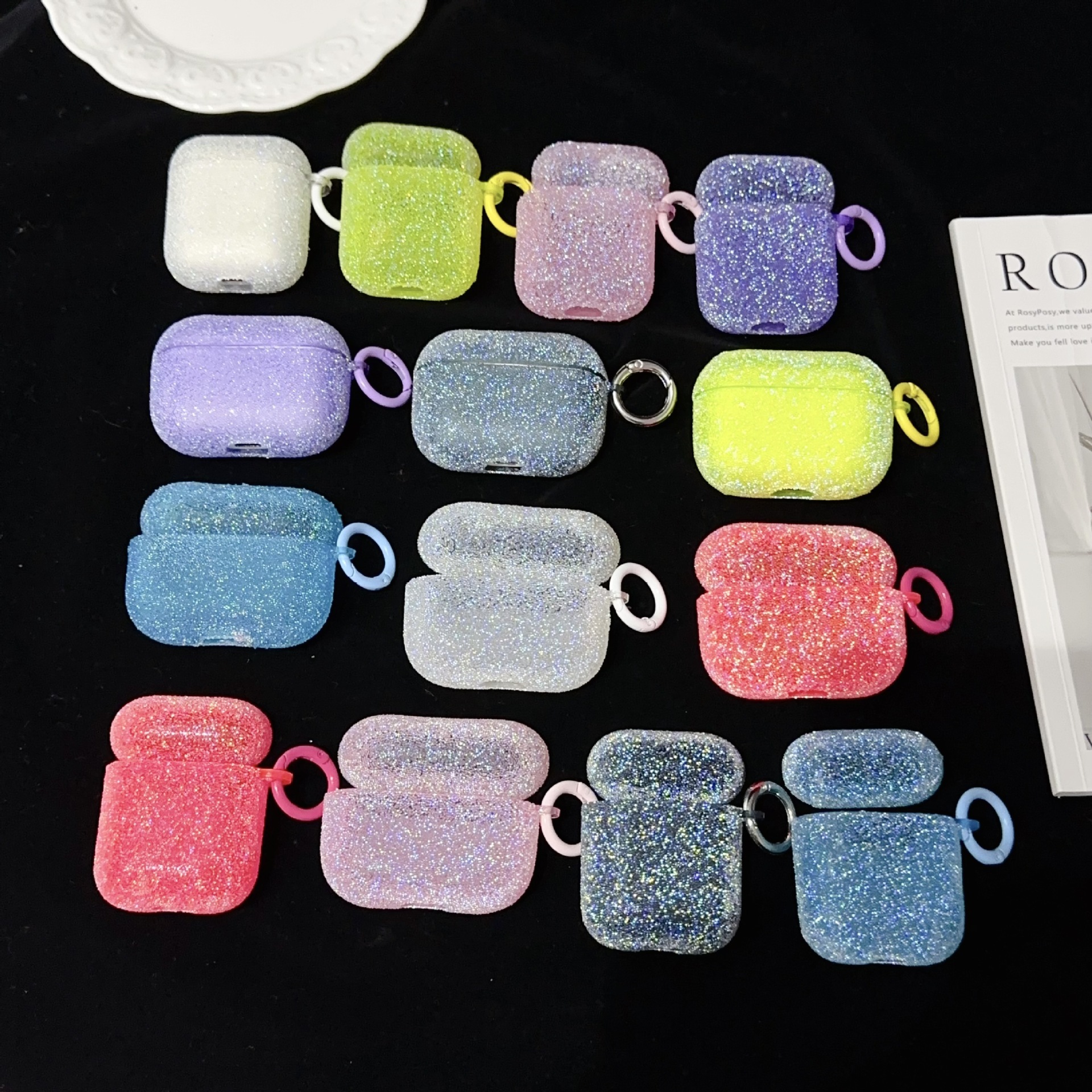 Fine Rhinestone Crystal Particle Bluetooth Headset Protective Cover Earphone Case photo 1