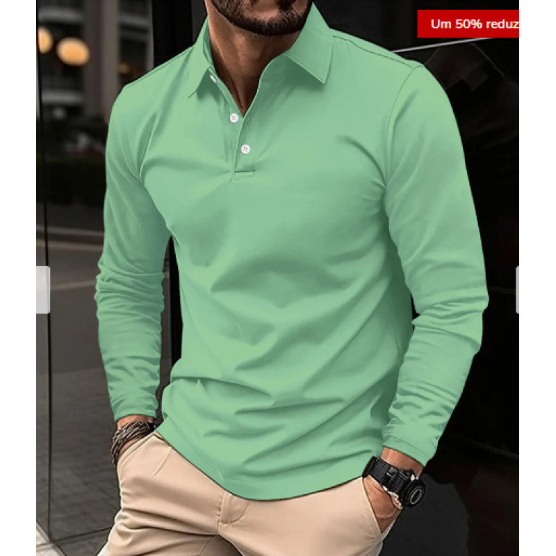 Men's Casual Lapel Long-sleeve Sports Polo Shirt photo 5