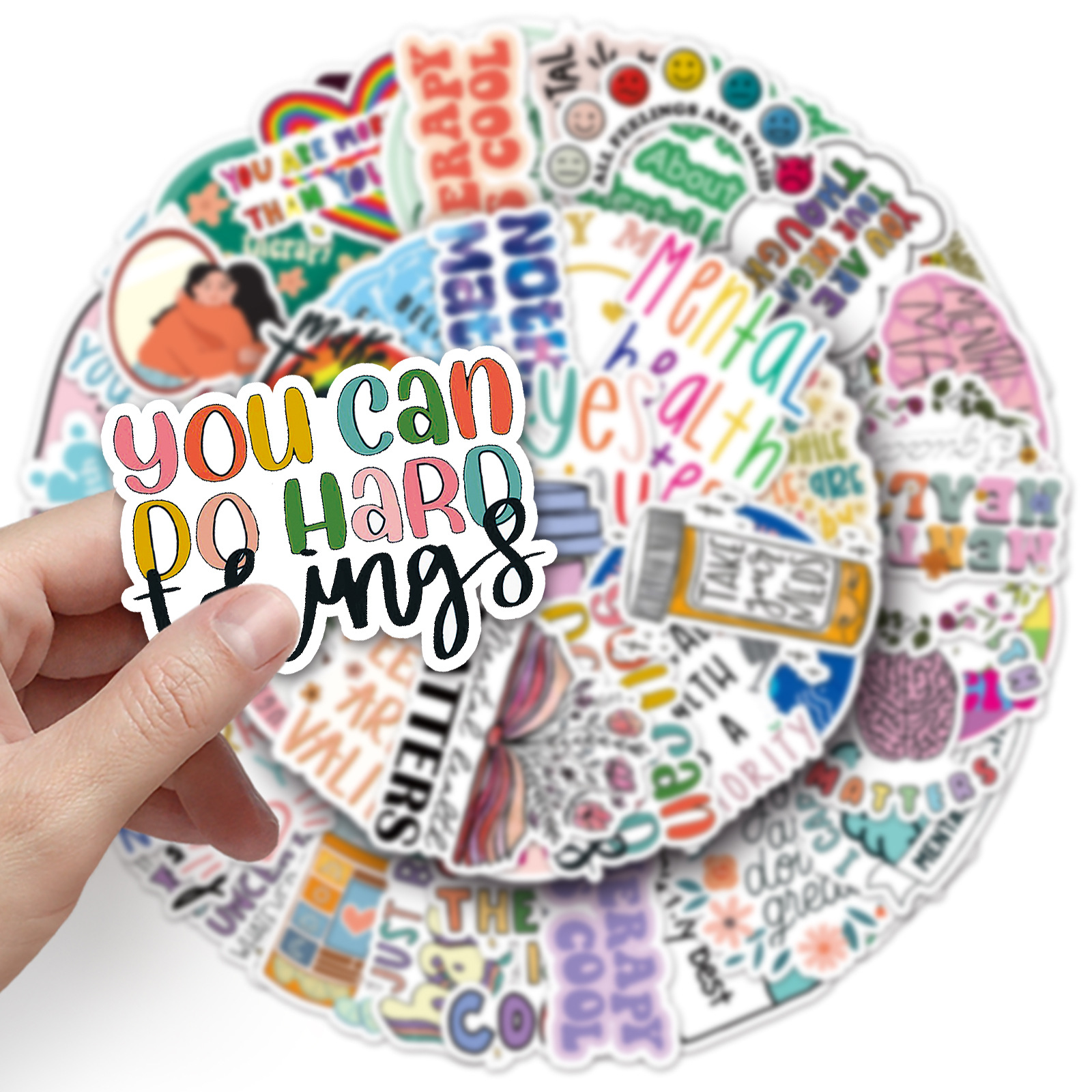 50 Mental Health Graffiti Cross-border Personalized English Slogan Creative Decoration Phone Case Luggage Stickers photo 3