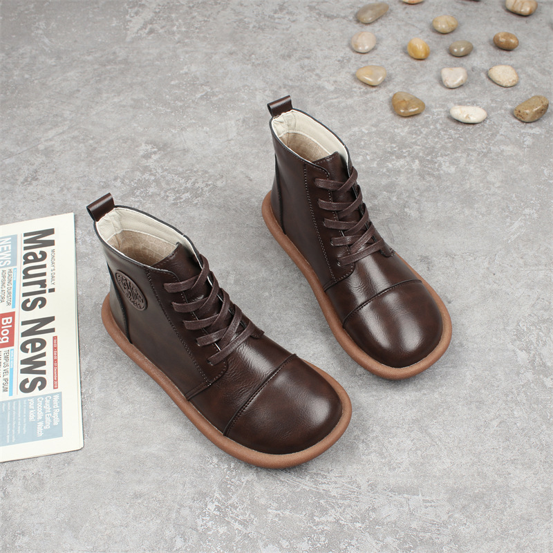 Women's Fleece-lined Lace-up Round-toe Ankle Boots photo 5