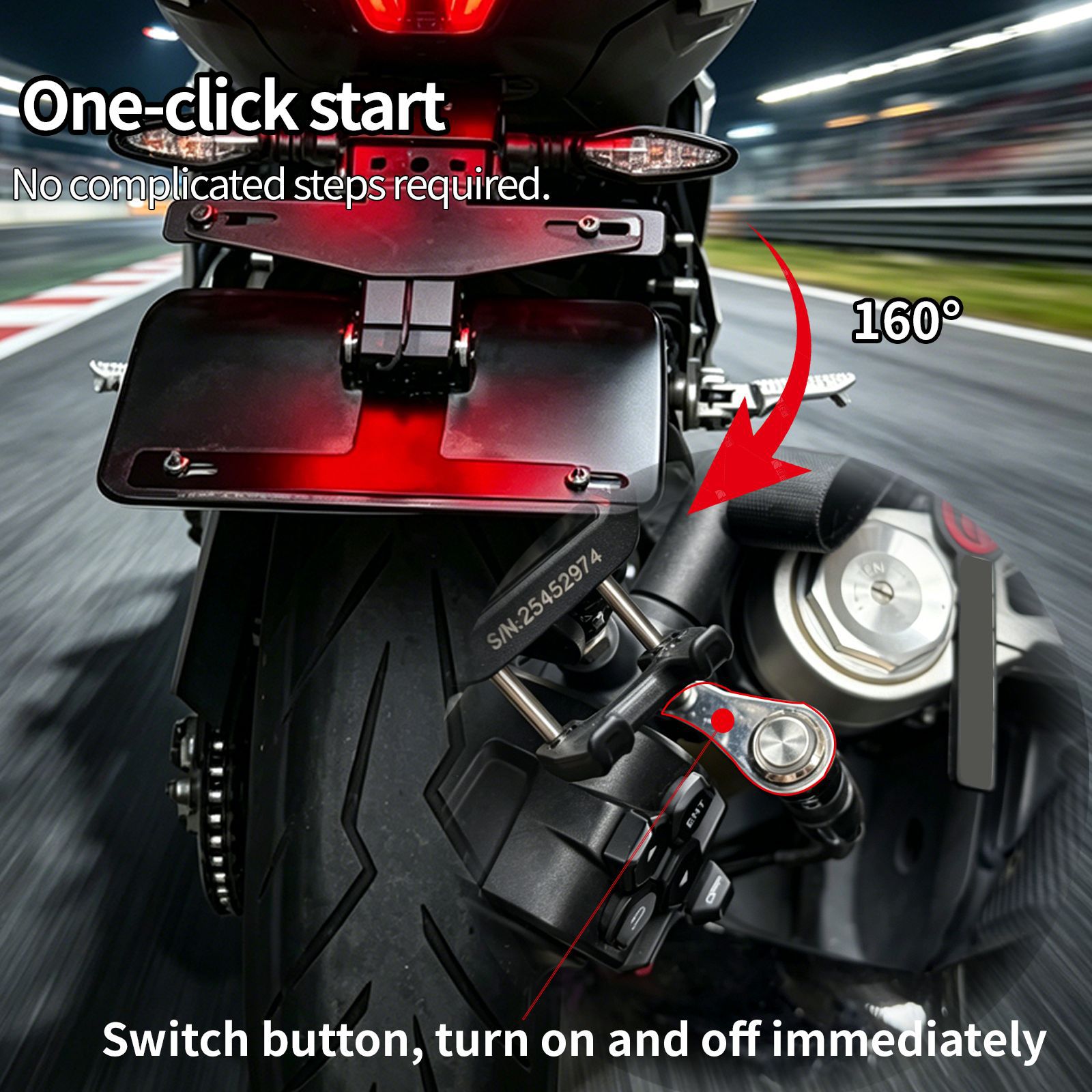 Electric Remote-controlled Foldable Track Modified Short Tail Rear License Plate Holder photo 3