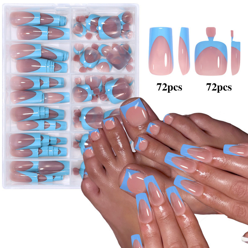 Cross-border Best-selling Nail Tips 144-piece Set Of Pre-designed Nail Art For Hands And Feet photo 4