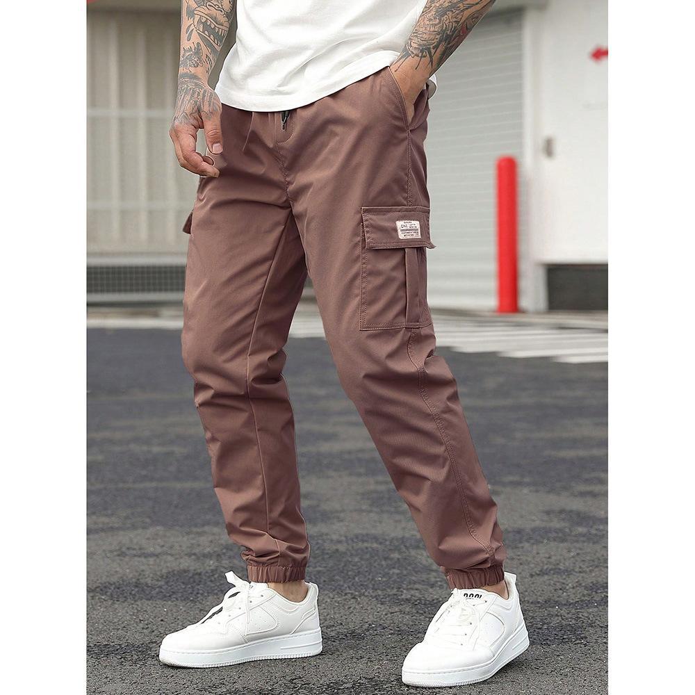 Men's Retro Drawstring Multi Pocket Workwear Casual Pants photo 2