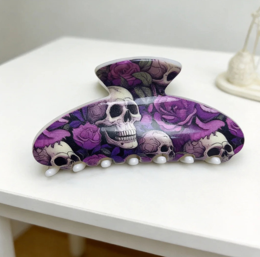 Colorful Skull And Flower Hair Clip Accessory photo 5