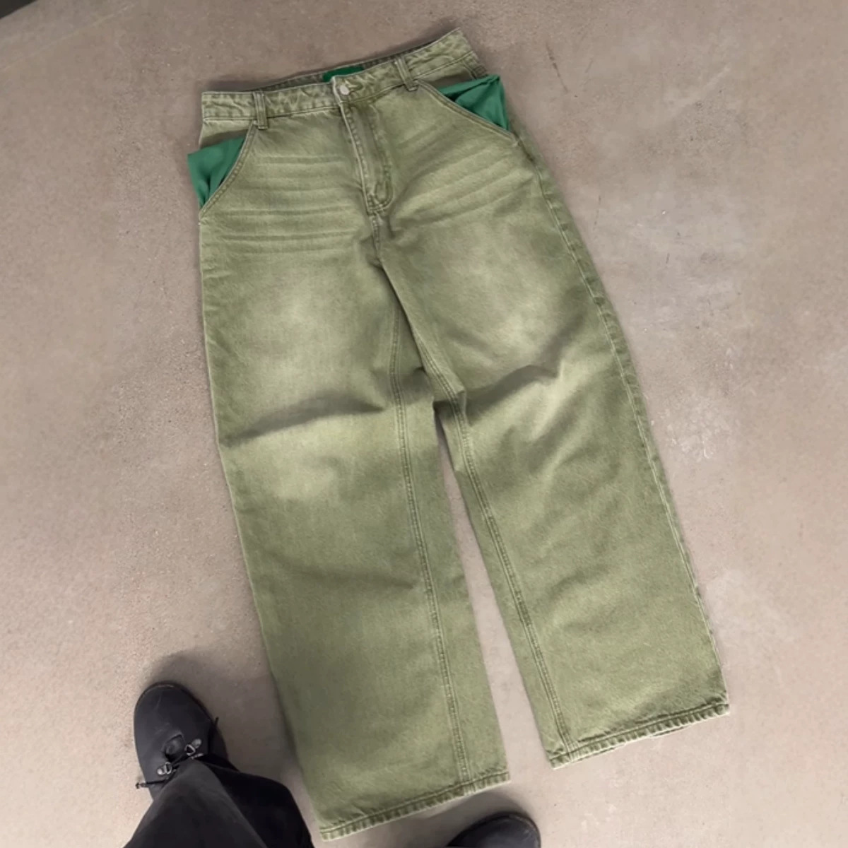 Matcha Green Straight-leg Loose-fit Trousers photo 1