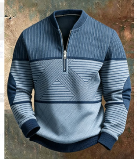 Printed Cross-border Mens Half-zip Pullover Long-sleeve Hoodie photo 3