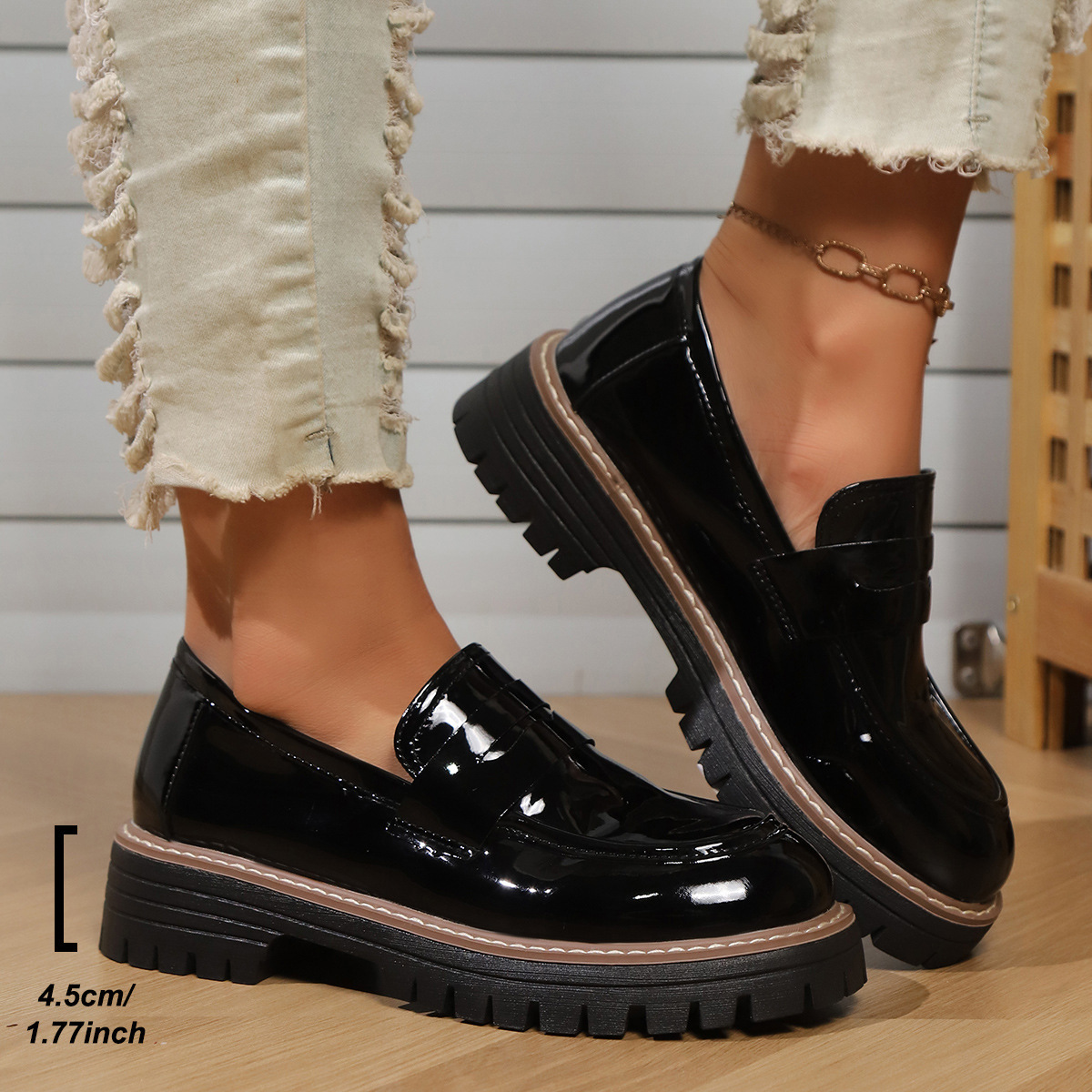 Thick-soled British-style Large-size Cross-border Loafers Platform Single-layer Shoes photo 7