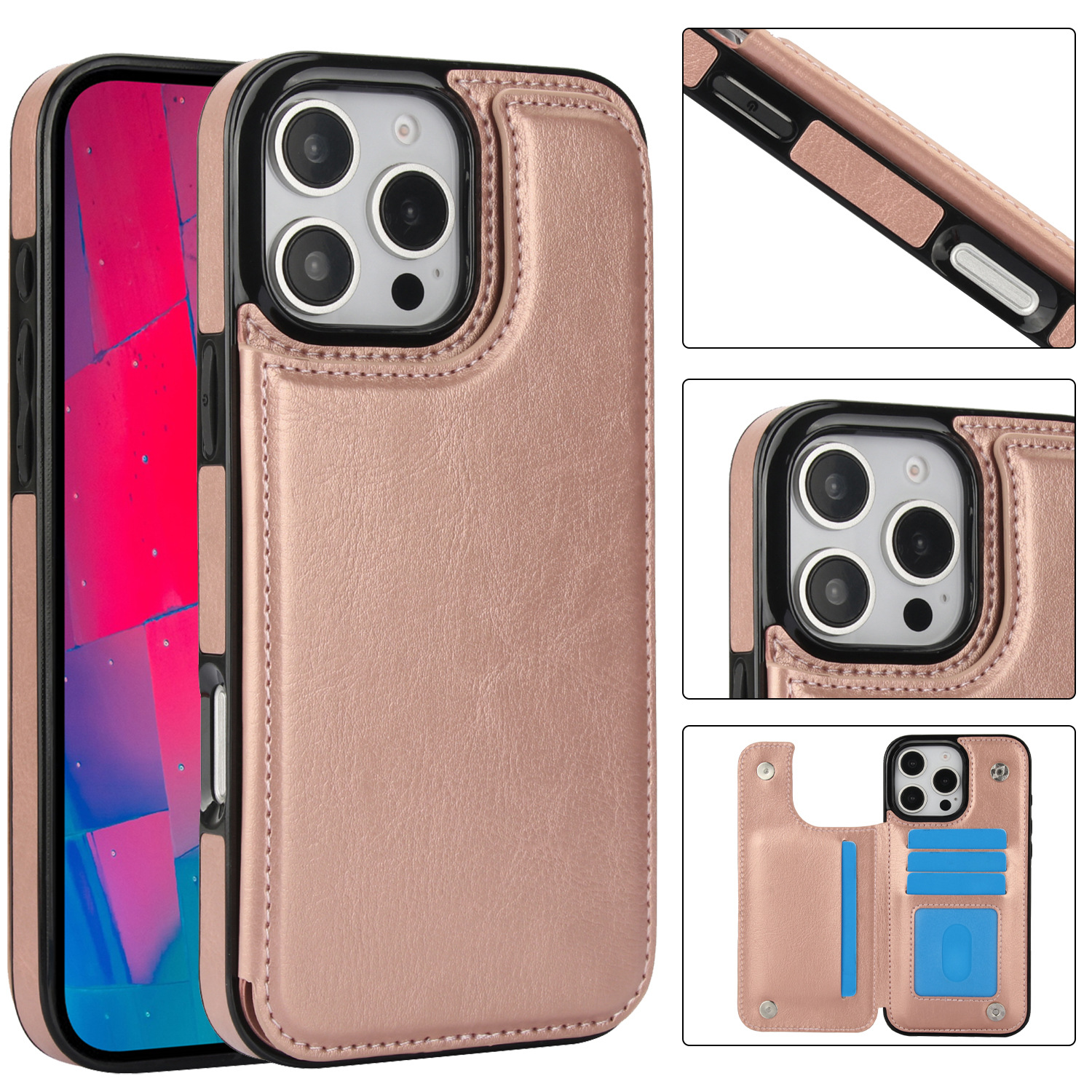 Split-style Women's Leather Case With Card Slots And Crazy Horse Texture Phone Shell photo 3