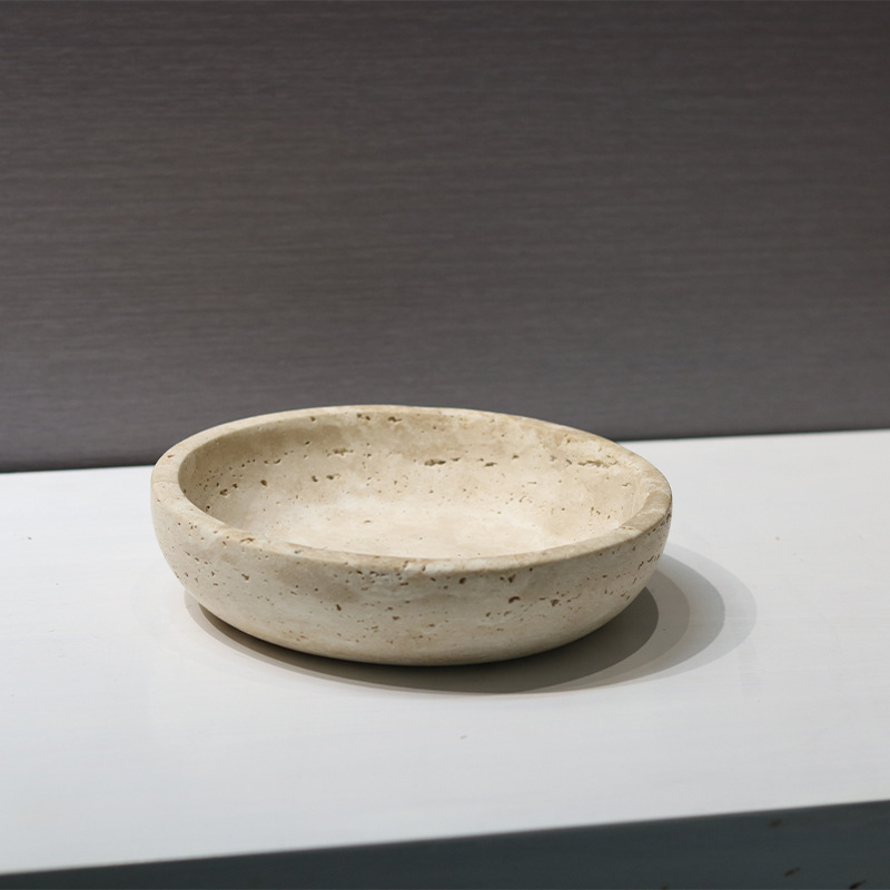 Light Luxury Simple Geometric Round Anti-Hole Stone Resin Fruit Plate photo 4