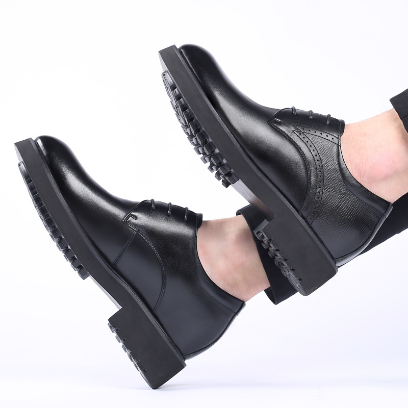Men's Lightweight Thick-soled British-style Genuine Leather Casual Wedding Shoes photo 3