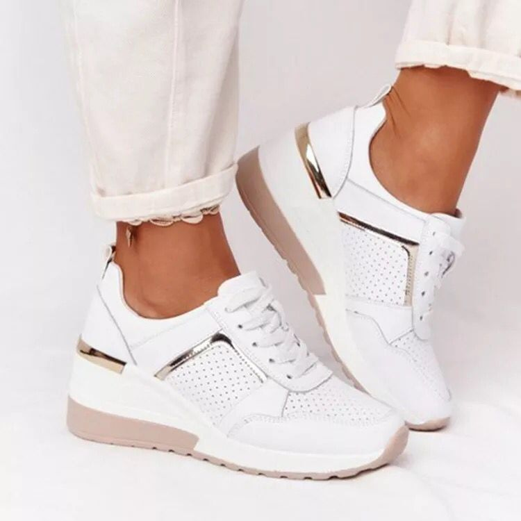 Plus Size Casual Platform Dad Shoes Lace-up Wedge Sports Women photo 1