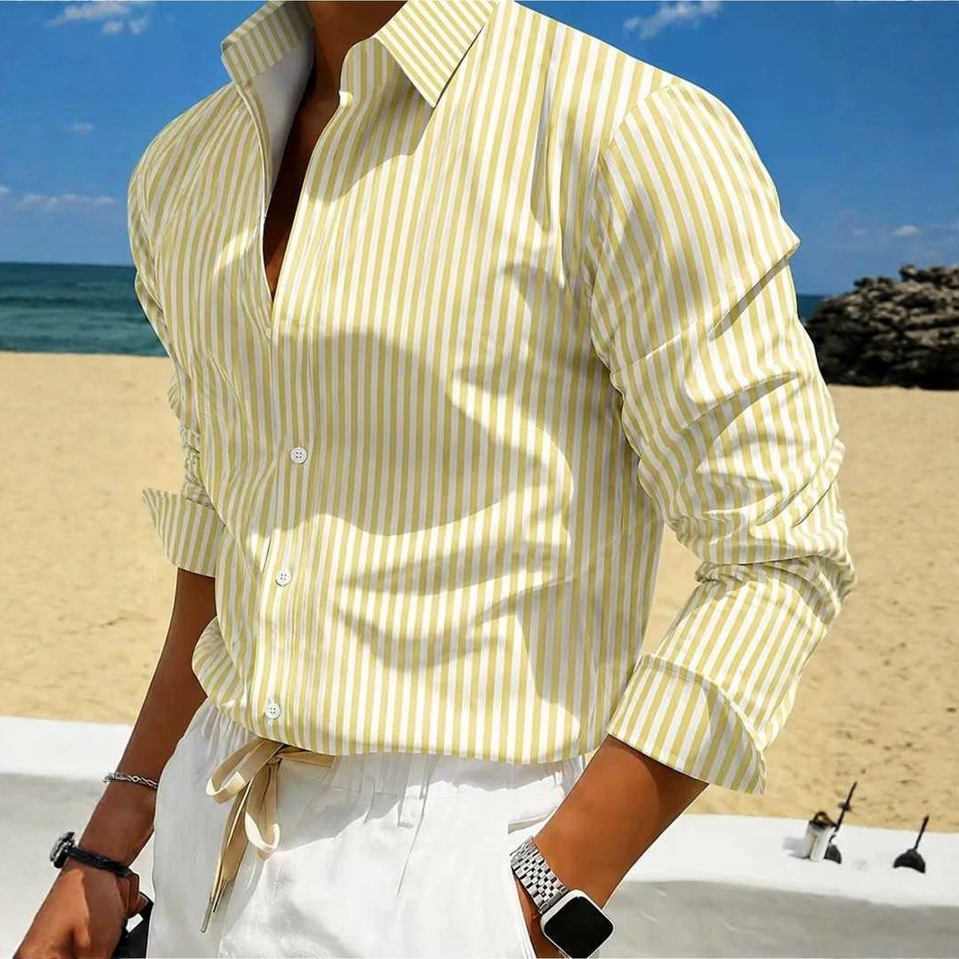 Men's Striped Long-sleeve Shirt For Summer photo 4
