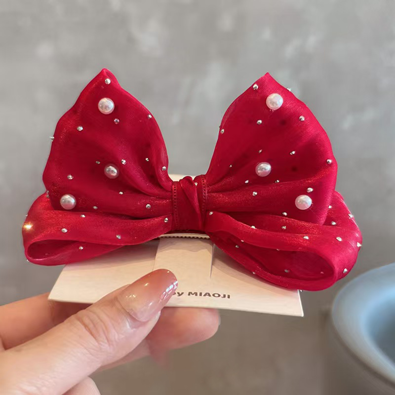 SpringSummer Kids Hair Clip With Three-Dimensional Pearl Big Bow photo 2