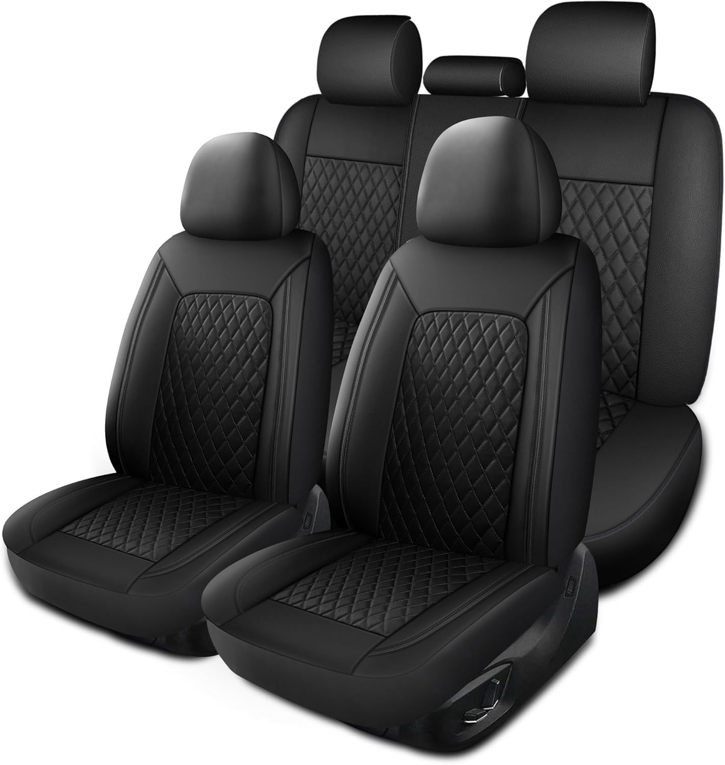 Single-line Diamond-pattern PU Leather Car Seat Cover photo 2