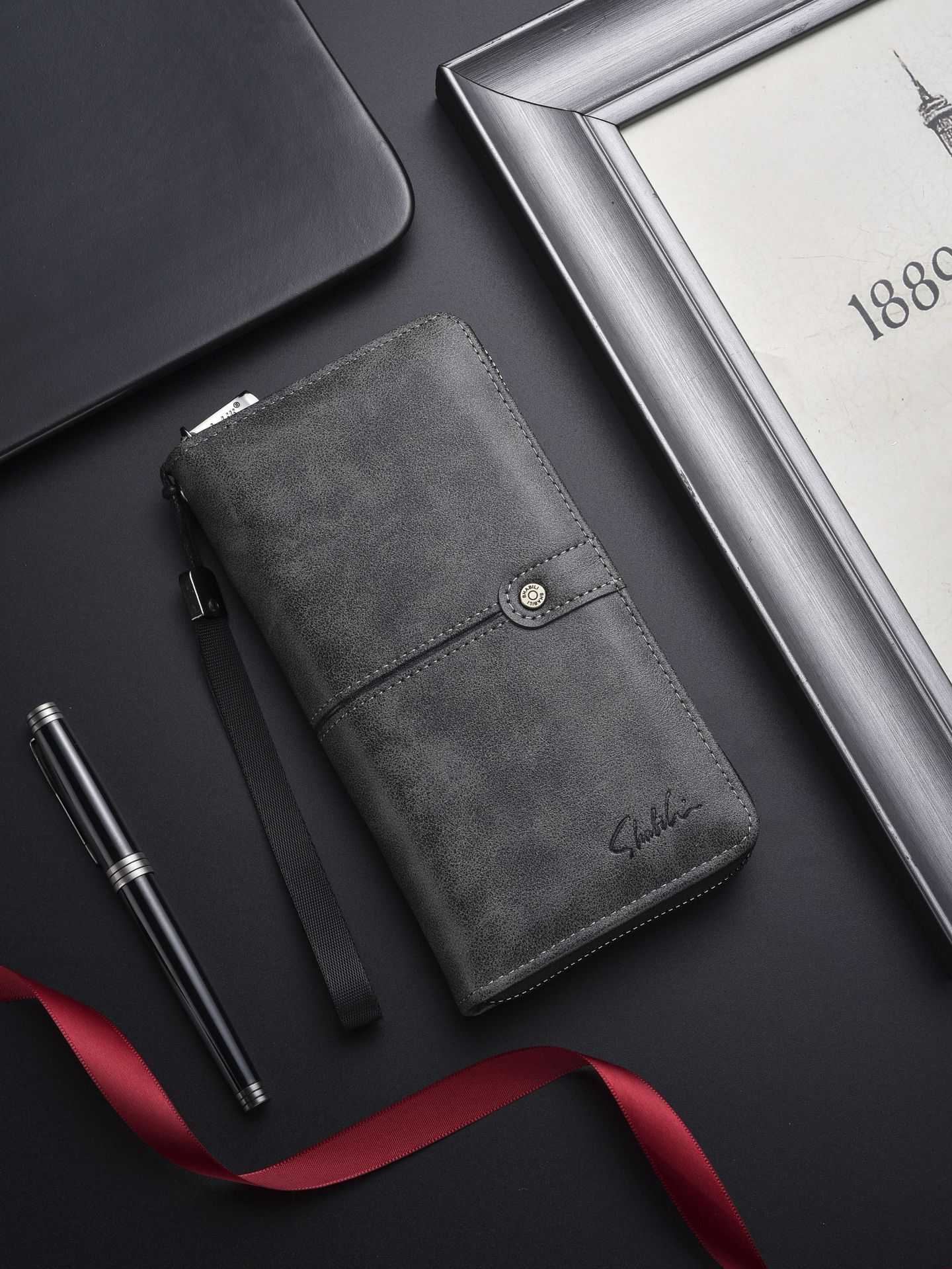 Long Mens Vintage PU Leather Wallet photo 2