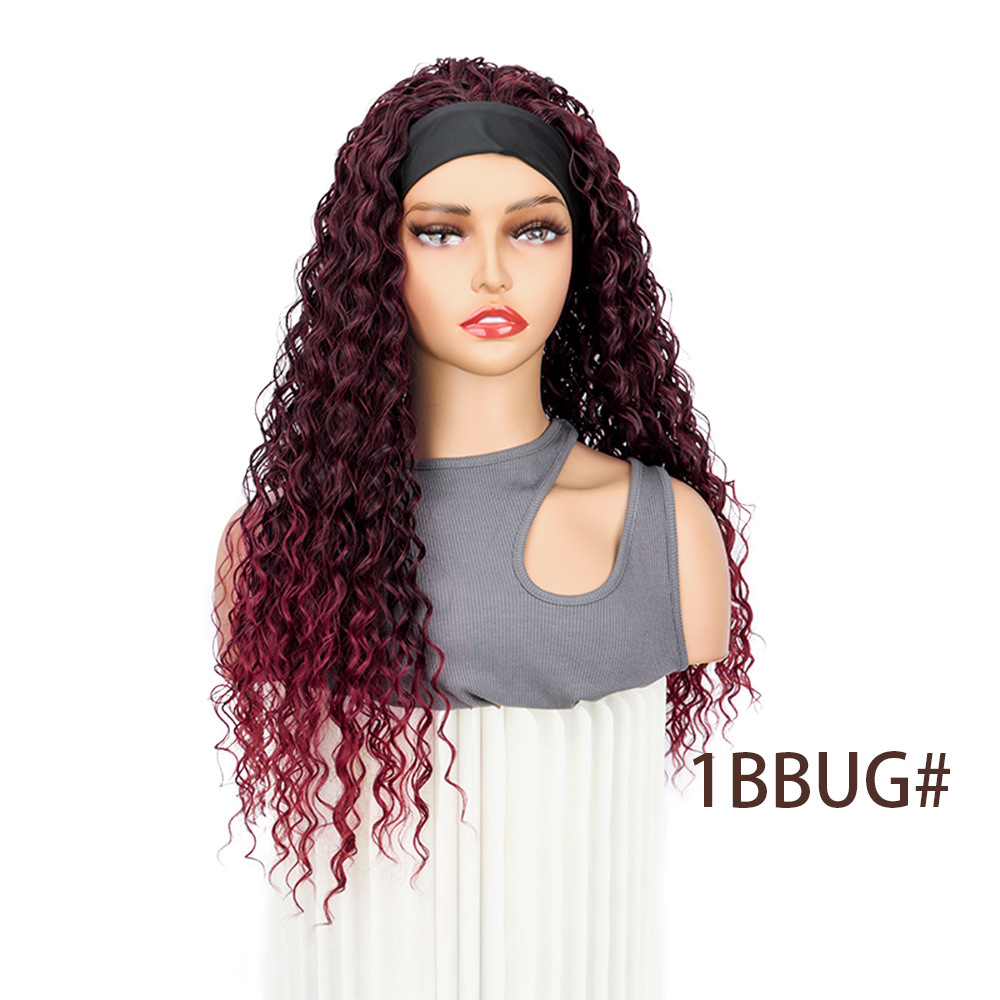 Womens Short Curly Wig With Headscarf Long Afro Puff Wig Cap photo 7
