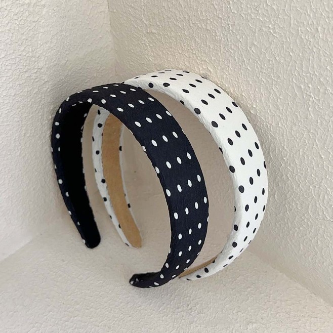 Sweet, Edgy, And Stylish Polka-dot Black-and-white Chiffon Headband photo 6