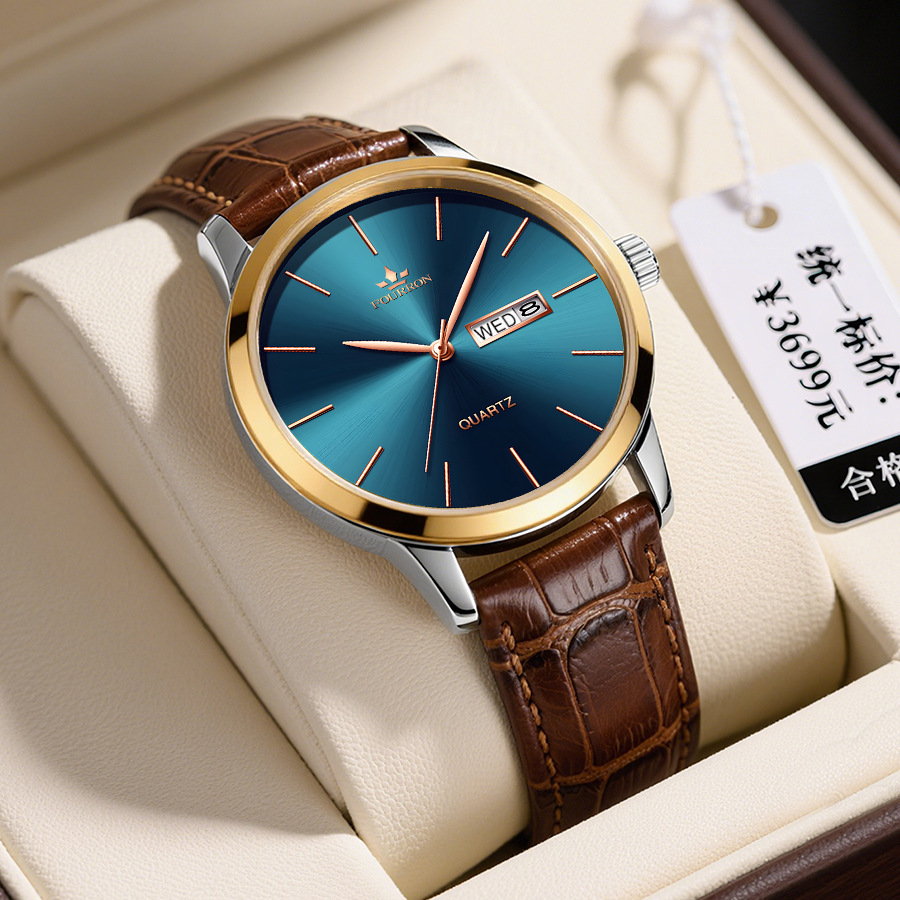 Men's Minimalist Watch With A Dual-calendar Leather Strap photo 8