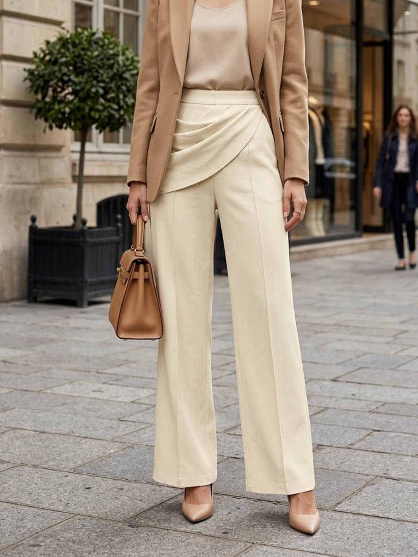 Design-focused Irregularly Crossed Mid-rise Tailored Trousers photo 3
