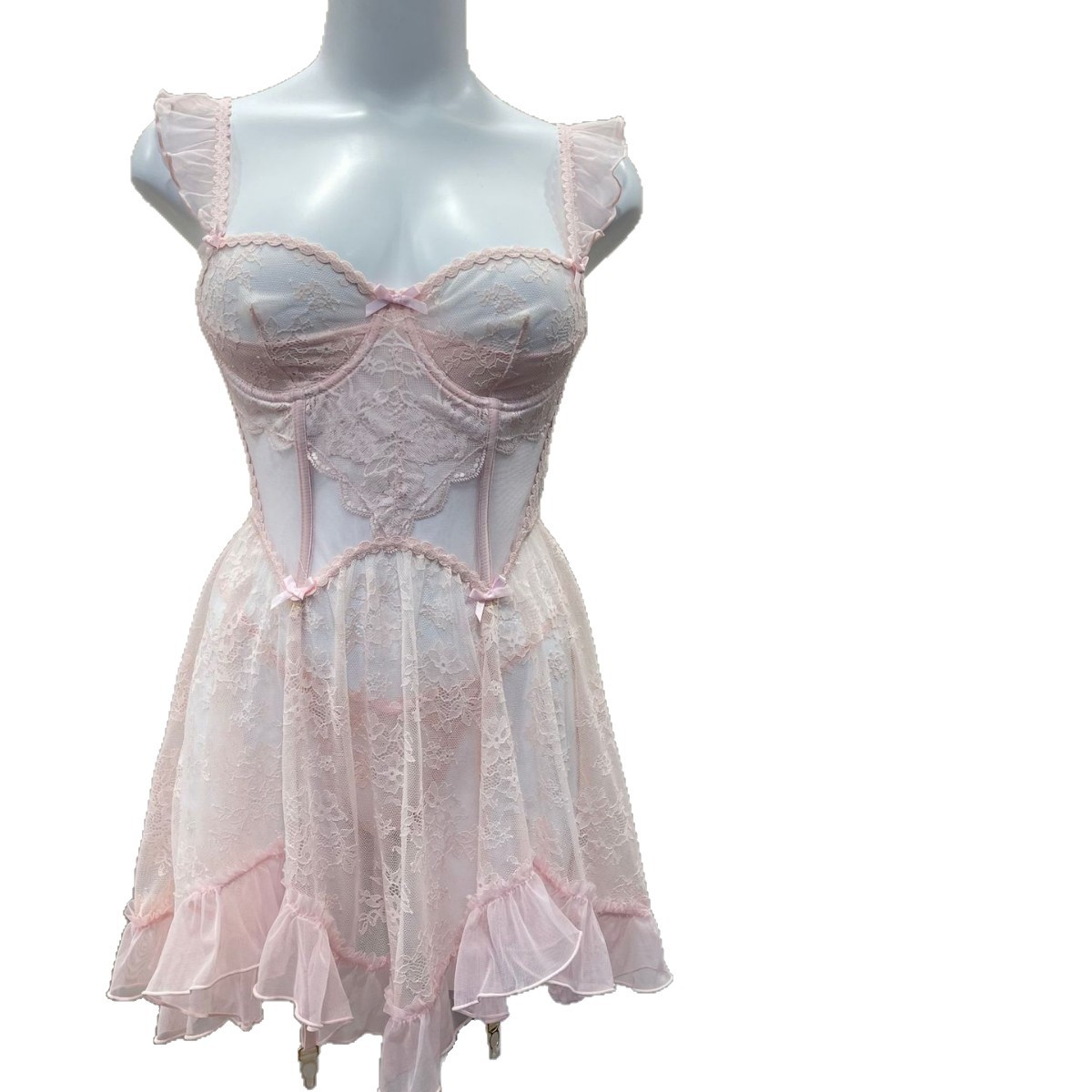 Sheer Mesh Nightgown Underwire Back Closure Polyester photo 5
