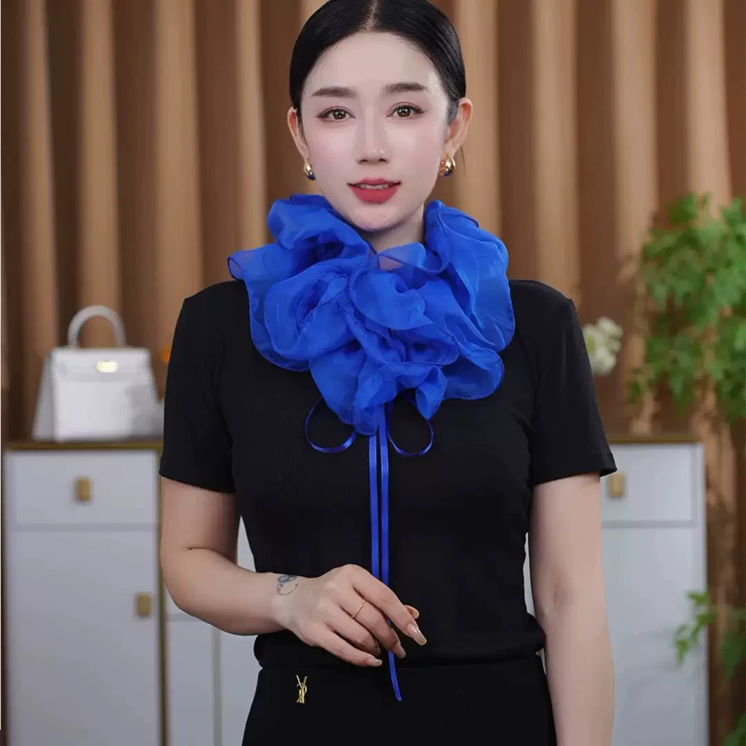 Same As The Internet Celebritys Faux Collar Mesh Bow Tie Versatile For Dance And Everyday Wear Silk Scarf photo 8