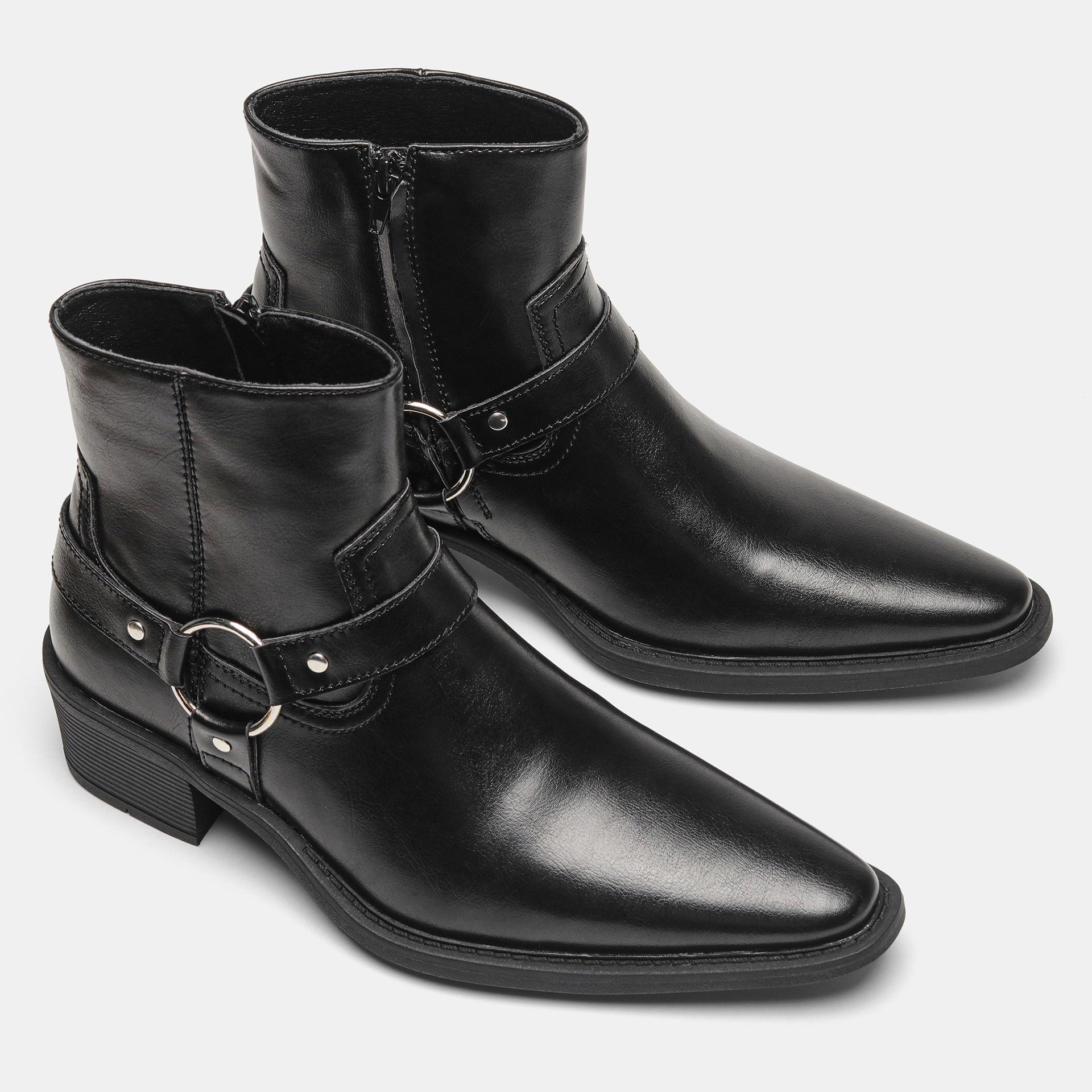 Men's Buckle-up, Height-increasing High-heeled Boots photo 4