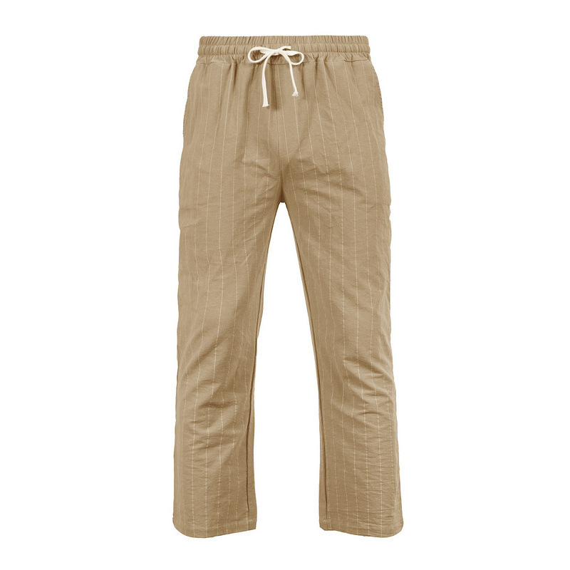 Linen Beach Shorts With Drawstring Vertical Stripes And A Straight-leg Breathable Fit photo 4