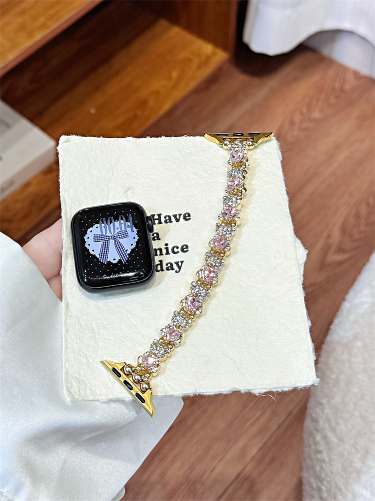 Colored Diamond Fashionable Metal Elastic Watch Strap photo 3