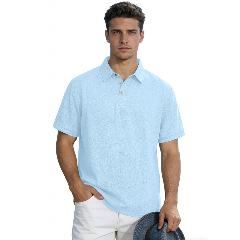 Men's Solid Color Lapel High-End Business T-Shirt photo 2