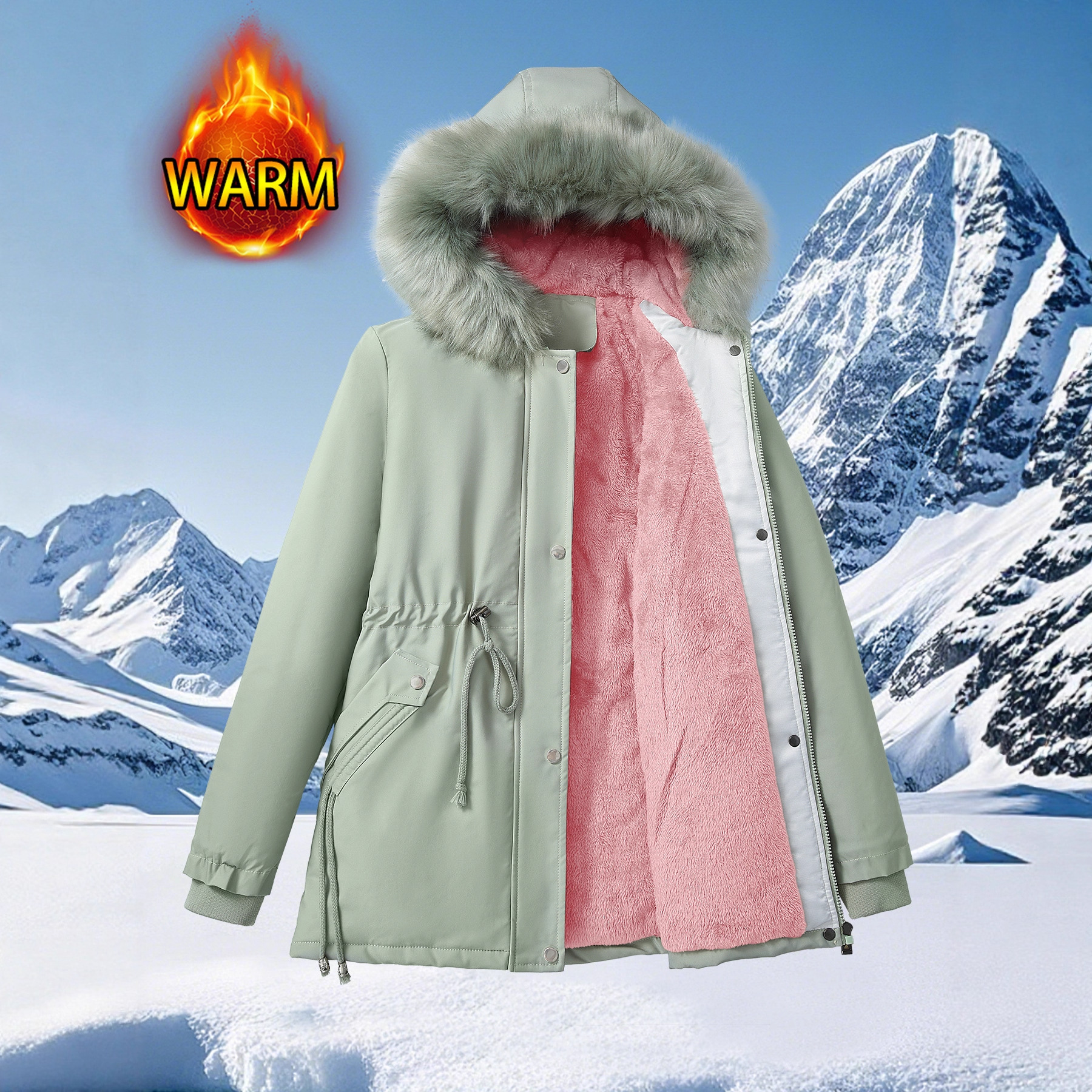 Hooded Fur-collar Thickened Warm Coat photo 5