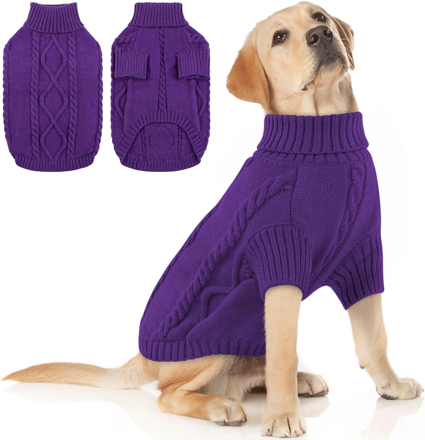 AutumnWinter Solid-Color Knitted Sweater Pet Apparel photo 3