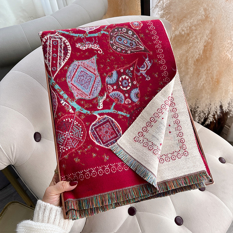 Retro Totem Tree Double-Sided Scarf Shawl For Women photo 2