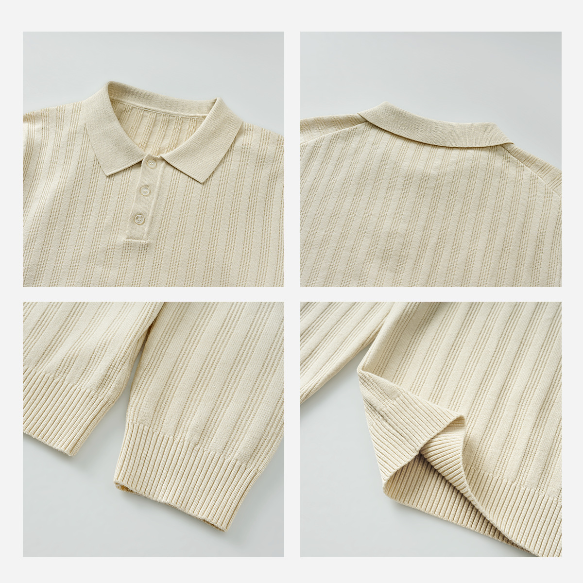 Textured Mens Sweater Polo Shirt Old-money Style Relaxed Fit photo 3