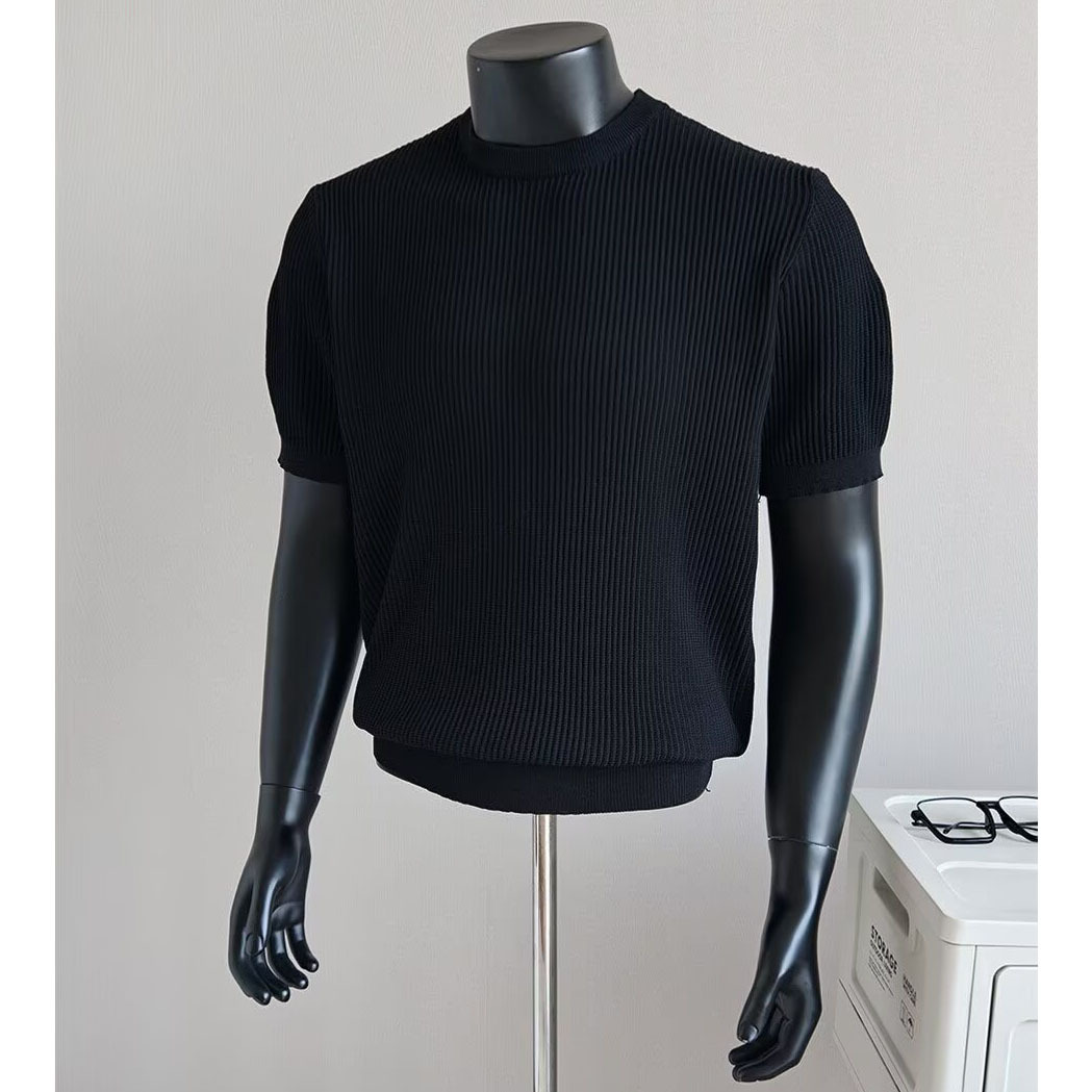 Men's Half-Neck Anti-Stripe Ice-Silk Short-Sleeve T-Shirt For Summer photo 5