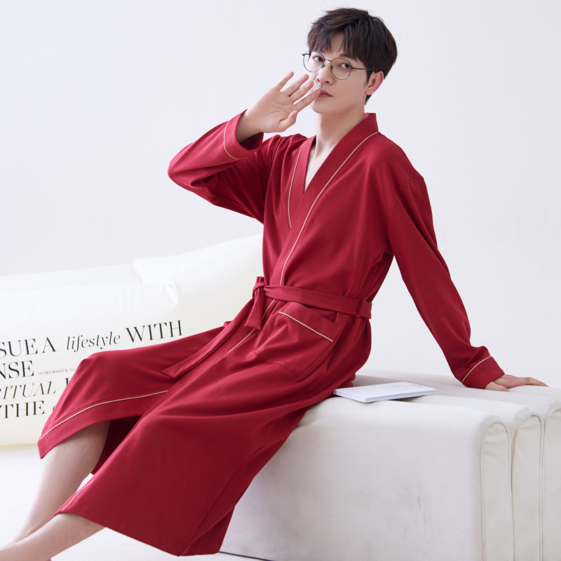 Long-sleeve Mens Home Wear Long And Thin Nightgown photo 8
