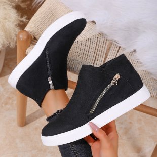 Women's Solid-color Thick-soled Boots With Side Zipper photo 4